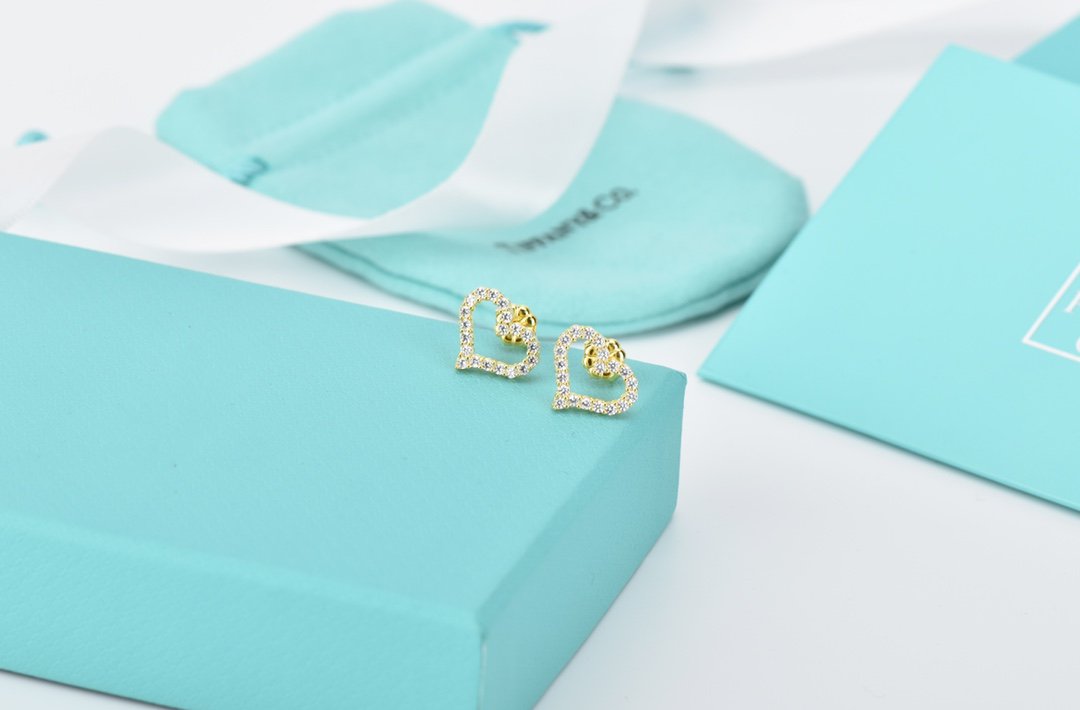 [Resenara Jewelry]OPEN HEART STUD DIAMOND EARRINGS