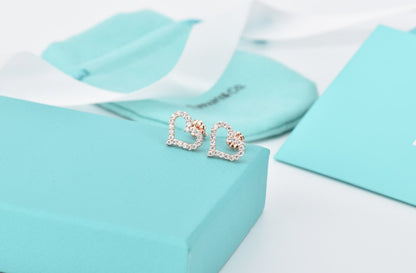 [Resenara Jewelry]OPEN HEART STUD DIAMOND EARRINGS
