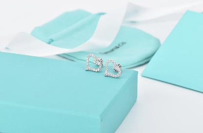 [Resenara Jewelry]OPEN HEART STUD DIAMOND EARRINGS