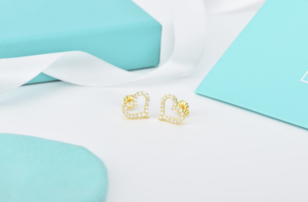 [Resenara Jewelry]OPEN HEART STUD DIAMOND EARRINGS