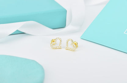 [Resenara Jewelry]OPEN HEART STUD DIAMOND EARRINGS