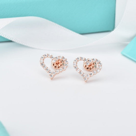 [Resenara Jewelry]OPEN HEART STUD DIAMOND EARRINGS