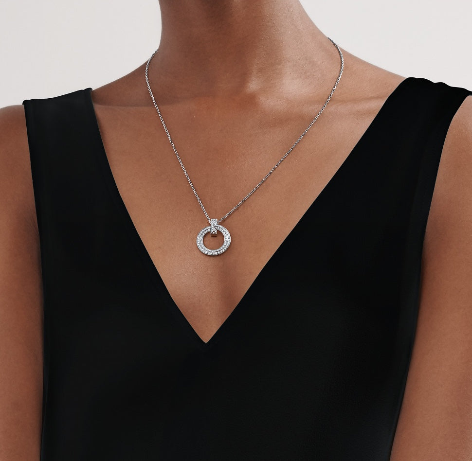[Resenara Jewelry]T CIRCLE PEDANT DIAMOND NECKLACE