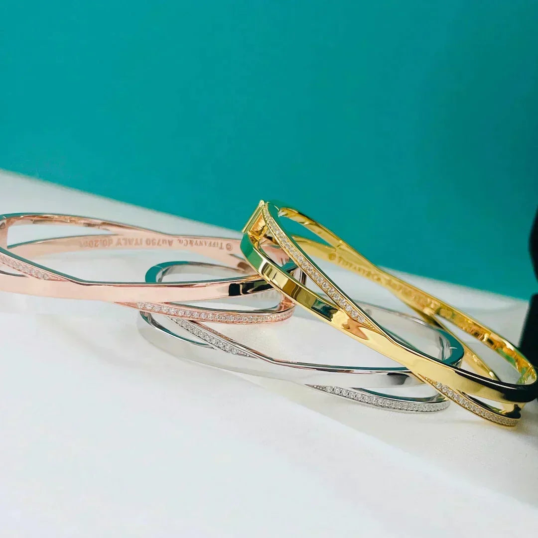 [Resenara Jewelry]NARROW HINGED BANGLEIN WITH DIAMONDS SMALL
