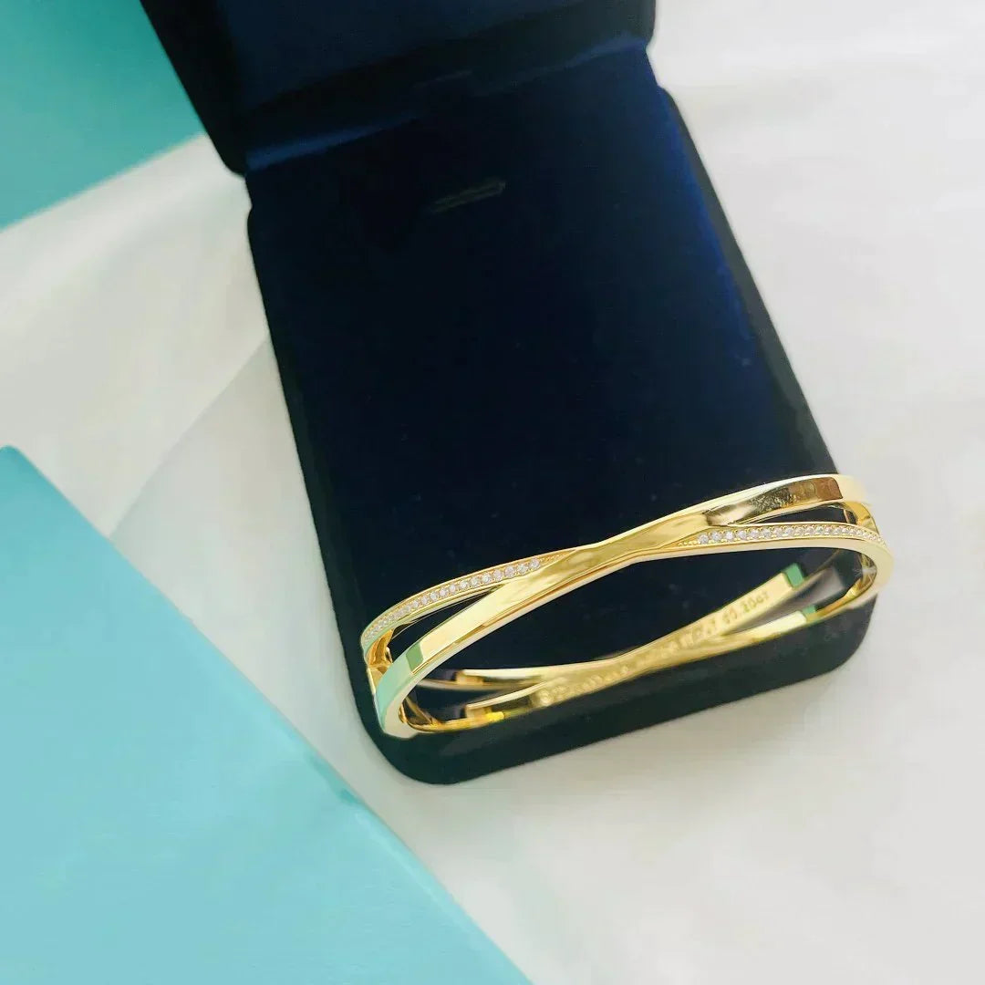 [Resenara Jewelry]NARROW HINGED BANGLEIN WITH DIAMONDS SMALL