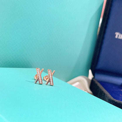 [Resenara Jewelry]X EARRINGS ROSE GOLD DIAMONDS