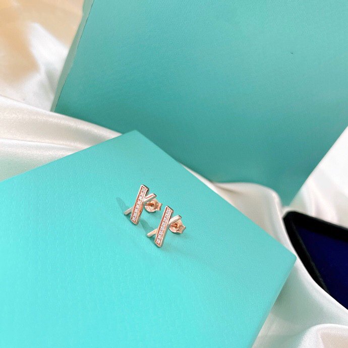[Resenara Jewelry]X EARRINGS ROSE GOLD DIAMONDS