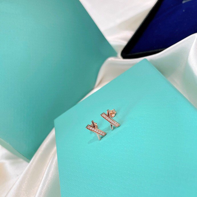 [Resenara Jewelry]X EARRINGS ROSE GOLD DIAMONDS