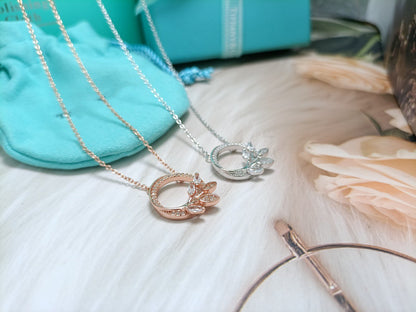 [Resenara Jewelry]DIAMOND VINE CIRCLE PENDANT PLATINUM NECKLACE