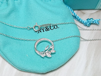 [Resenara Jewelry]DIAMOND VINE CIRCLE PENDANT PLATINUM NECKLACE