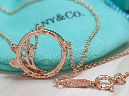[Resenara Jewelry]DIAMOND VINE CIRCLE PENDANT PLATINUM NECKLACE