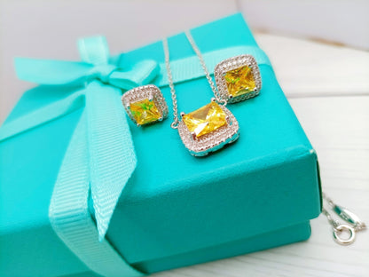 [Resenara Jewelry]SPARKLERS CITRINE GEMSTONE PENDANT NECKLACE STERLING SILVER