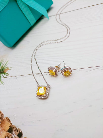 [Resenara Jewelry]SPARKLERS CITRINE GEMSTONE PENDANT NECKLACE STERLING SILVER