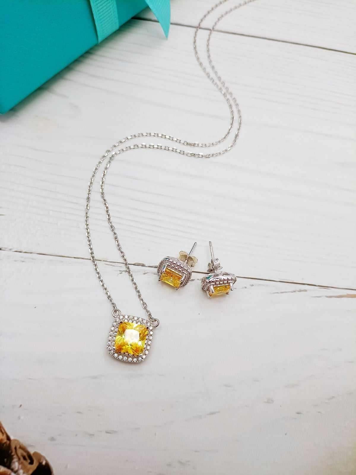 [Resenara Jewelry]SPARKLERS CITRINE GEMSTONE PENDANT NECKLACE STERLING SILVER