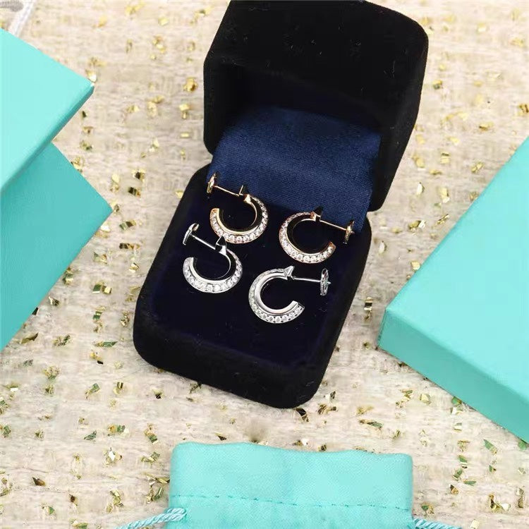 [Resenara Jewelry]HOOP EARRINGS IN ROSE GOLD WITH DIAMONDS