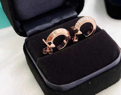 [Resenara Jewelry]HOOP EARRINGS IN ROSE GOLD WITH DIAMONDS