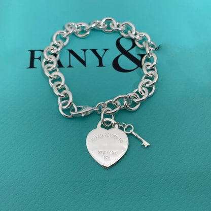 [Resenara Jewelry]KEY HEART CARD CHUNKY INTERLOCKING BRACELET LENGTH
