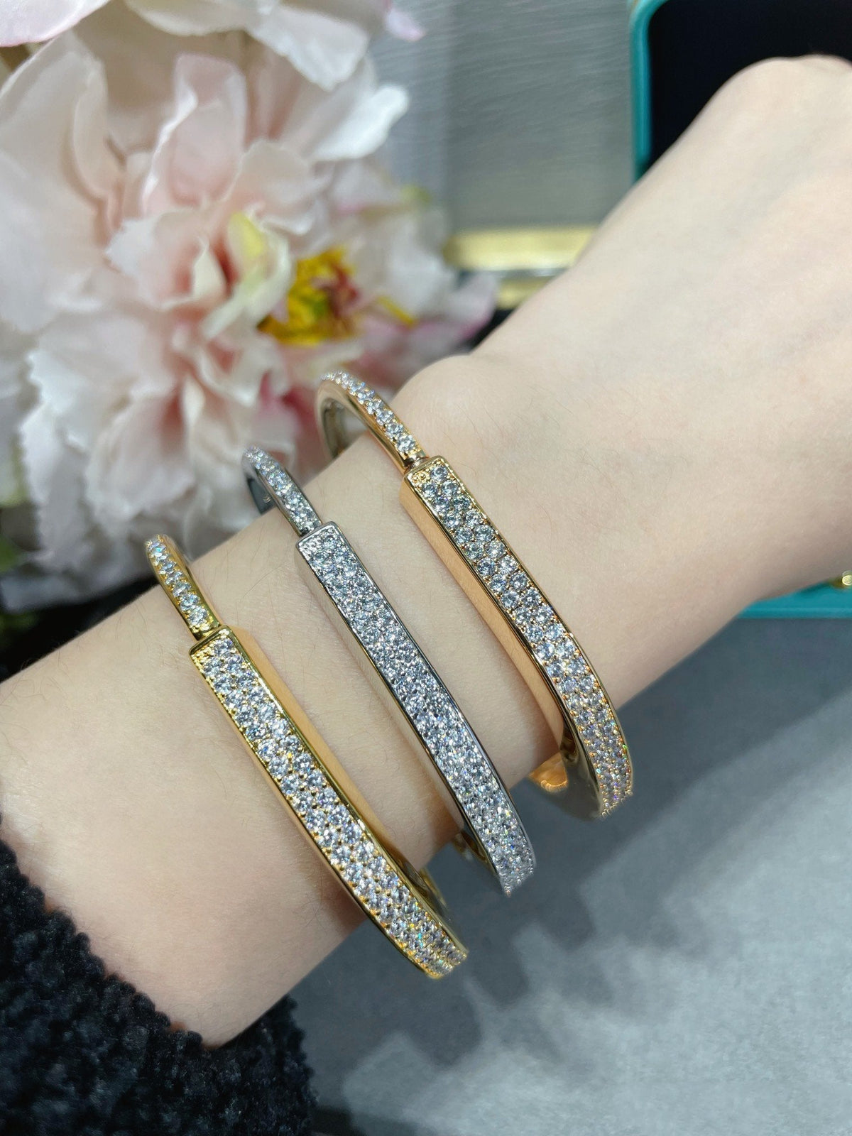 [Resenara Jewelry]LOCK BRACELET DIAMOND PAVED