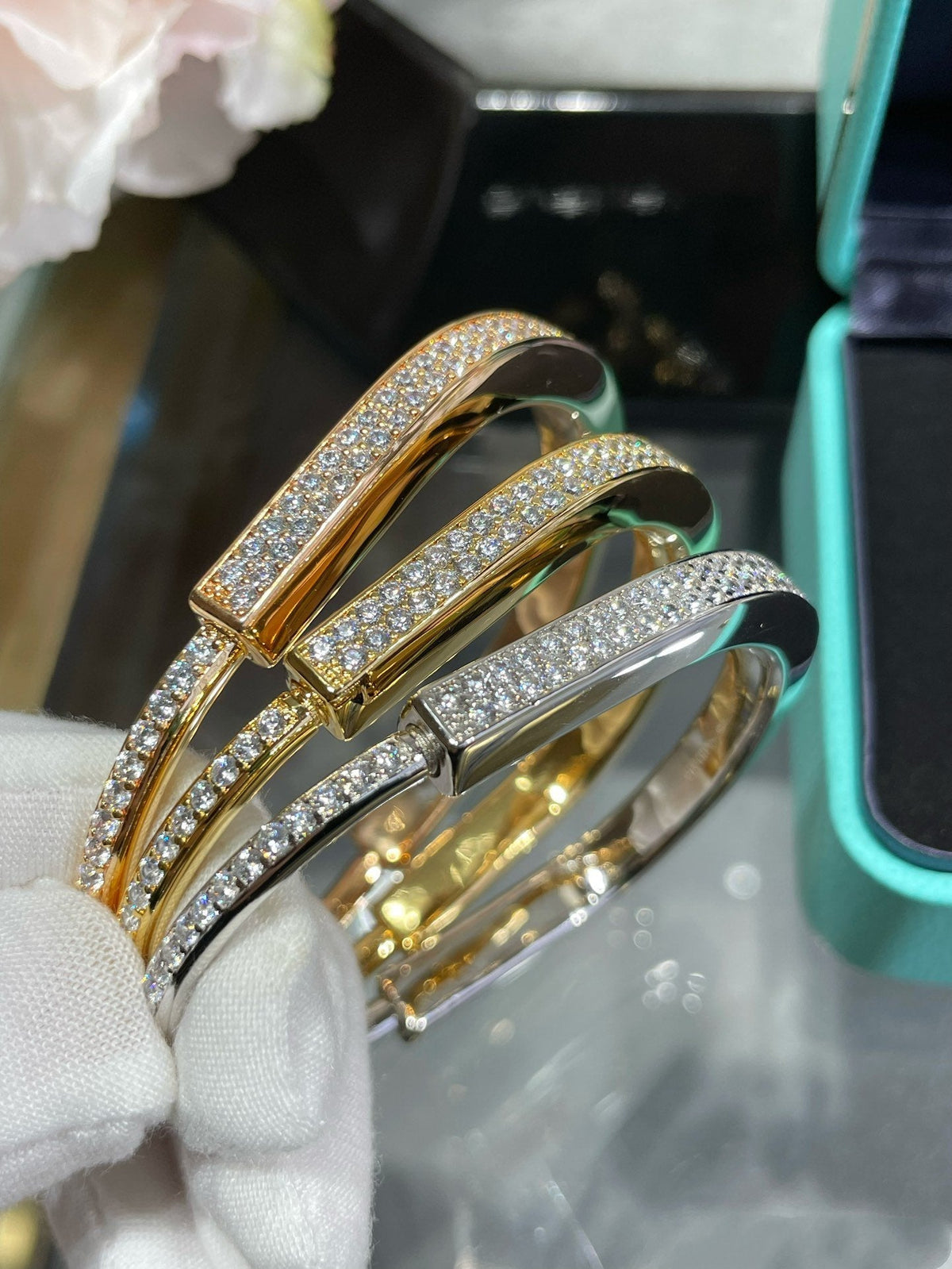 [Resenara Jewelry]LOCK BRACELET DIAMOND PAVED