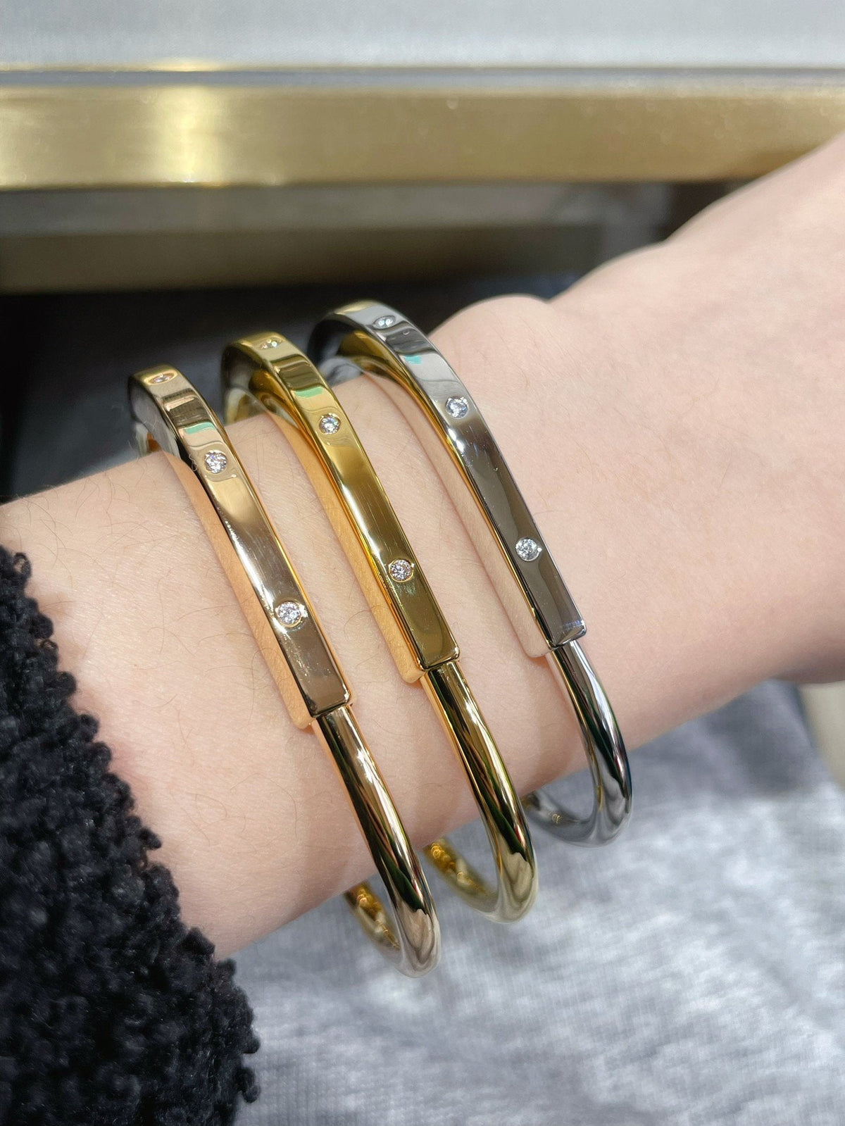 [Resenara Jewelry]LOCK BRACELET 8 DIAMOND