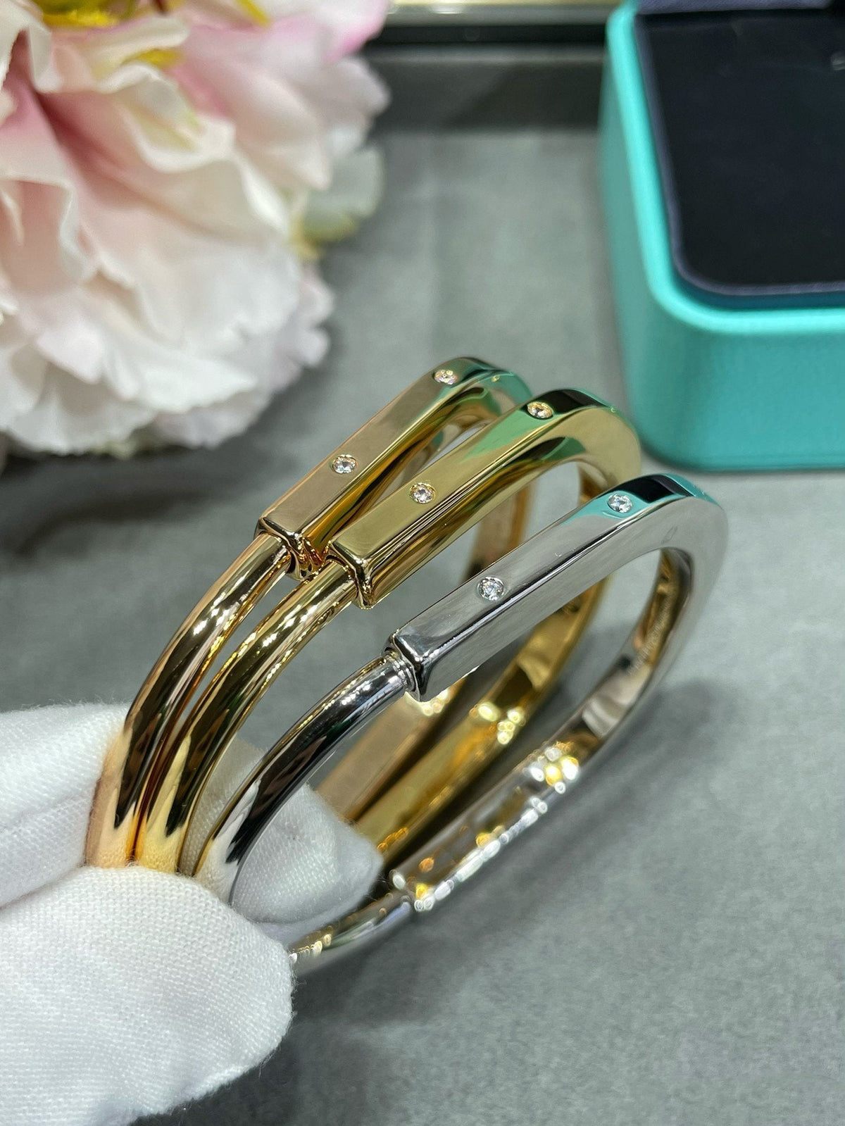 [Resenara Jewelry]LOCK BRACELET 8 DIAMOND