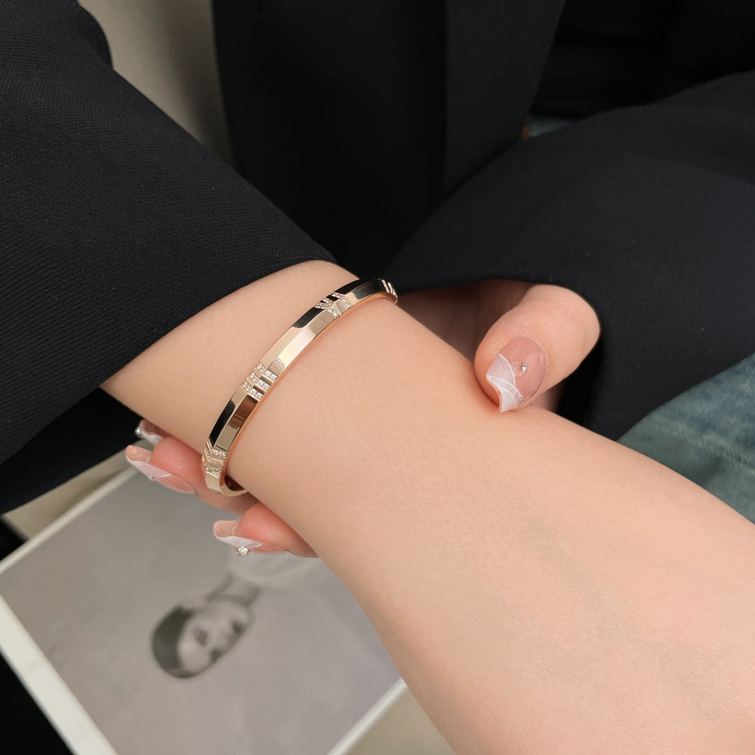 [Resenara Jewelry]ATLAS BRACELET 6MM DIAMOND PINK GOLD