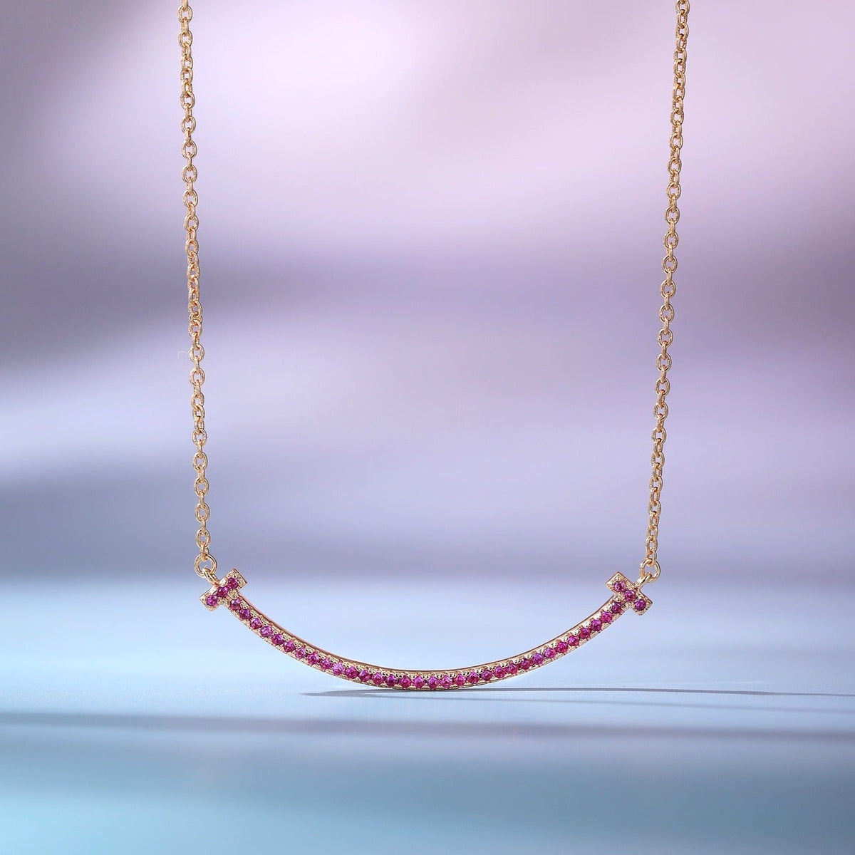 [Resenara Jewelry]BIG SMILE PEDANT PINK DIAMOND NECKLACE