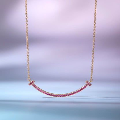 [Resenara Jewelry]BIG SMILE PEDANT PINK DIAMOND NECKLACE