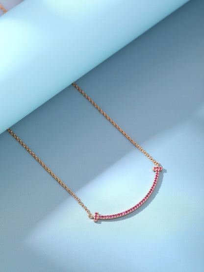 [Resenara Jewelry]BIG SMILE PEDANT PINK DIAMOND NECKLACE
