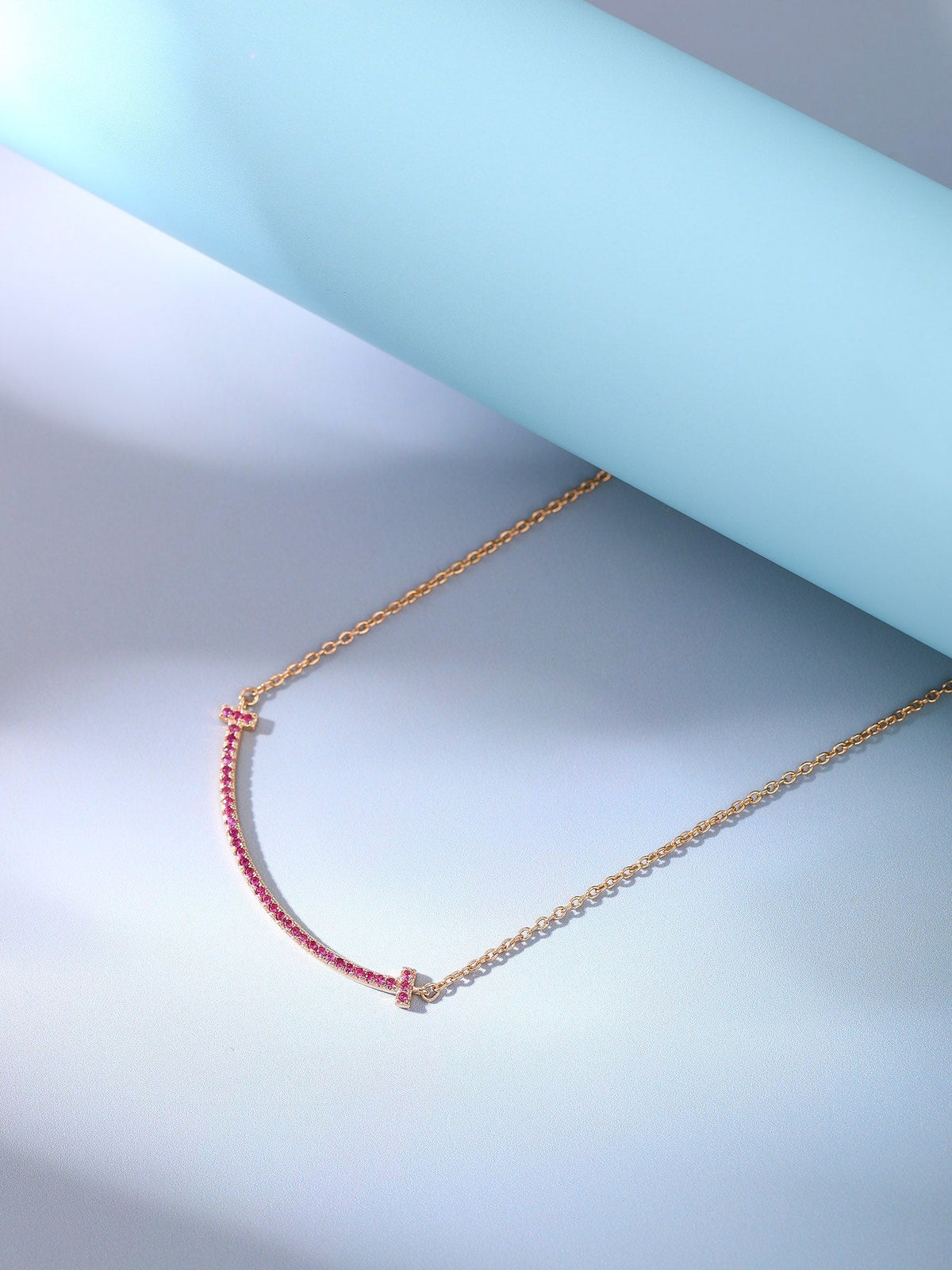 [Resenara Jewelry]BIG SMILE PEDANT PINK DIAMOND NECKLACE