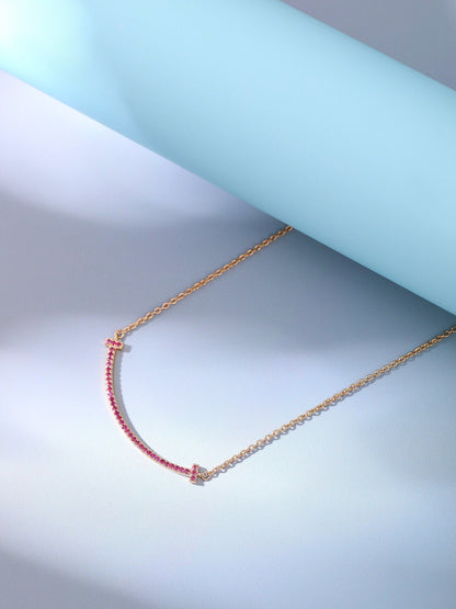 [Resenara Jewelry]BIG SMILE PEDANT PINK DIAMOND NECKLACE