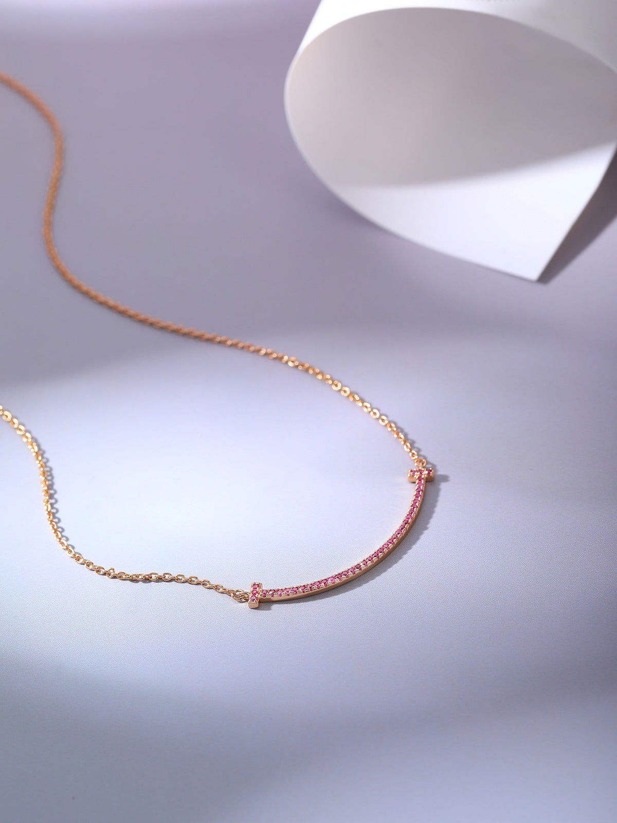 [Resenara Jewelry]BIG SMILE PEDANT PINK DIAMOND NECKLACE