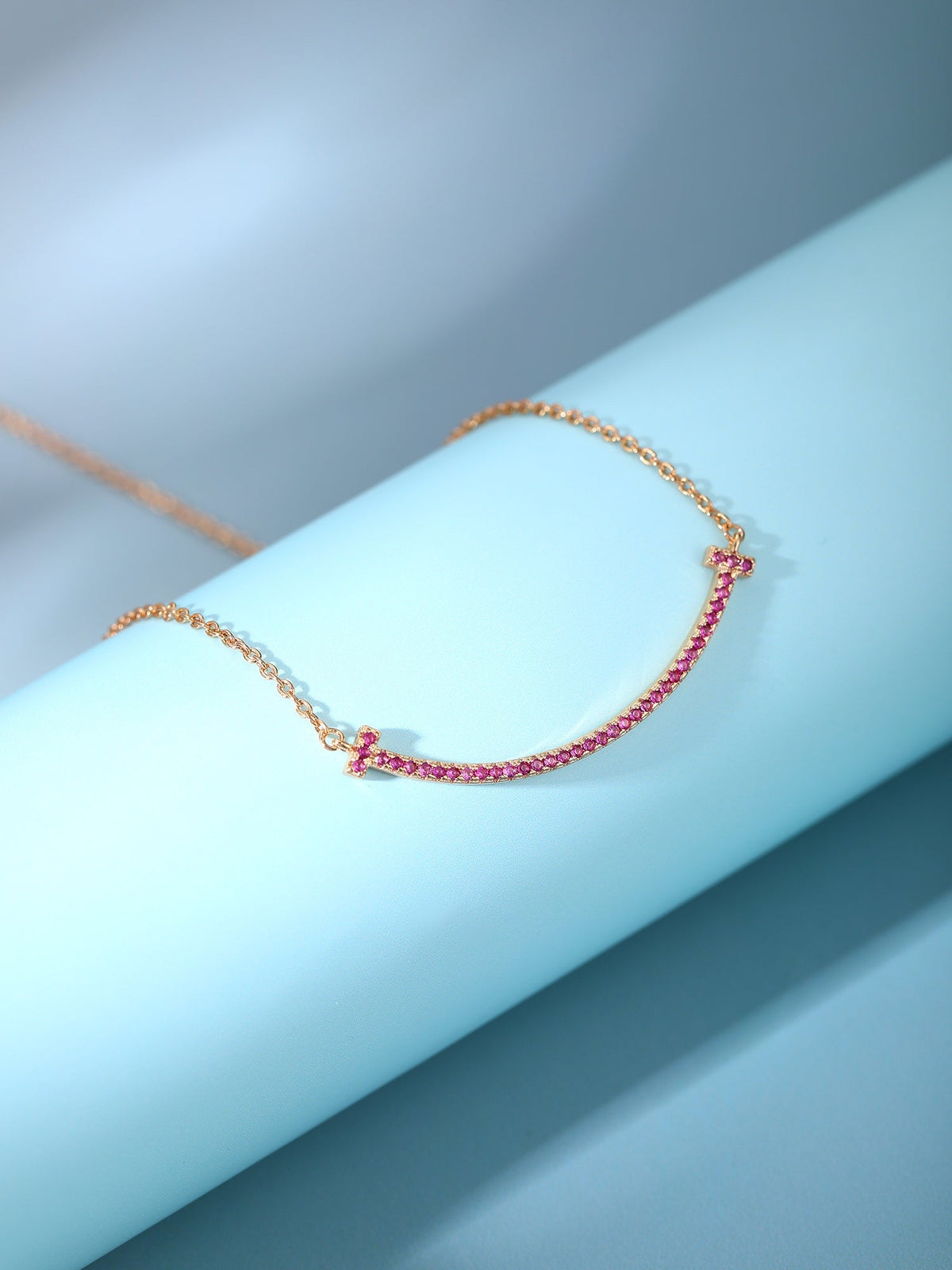 [Resenara Jewelry]BIG SMILE PEDANT PINK DIAMOND NECKLACE