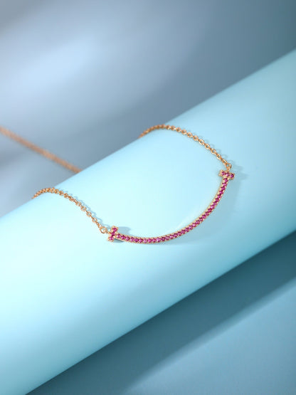 [Resenara Jewelry]BIG SMILE PEDANT PINK DIAMOND NECKLACE