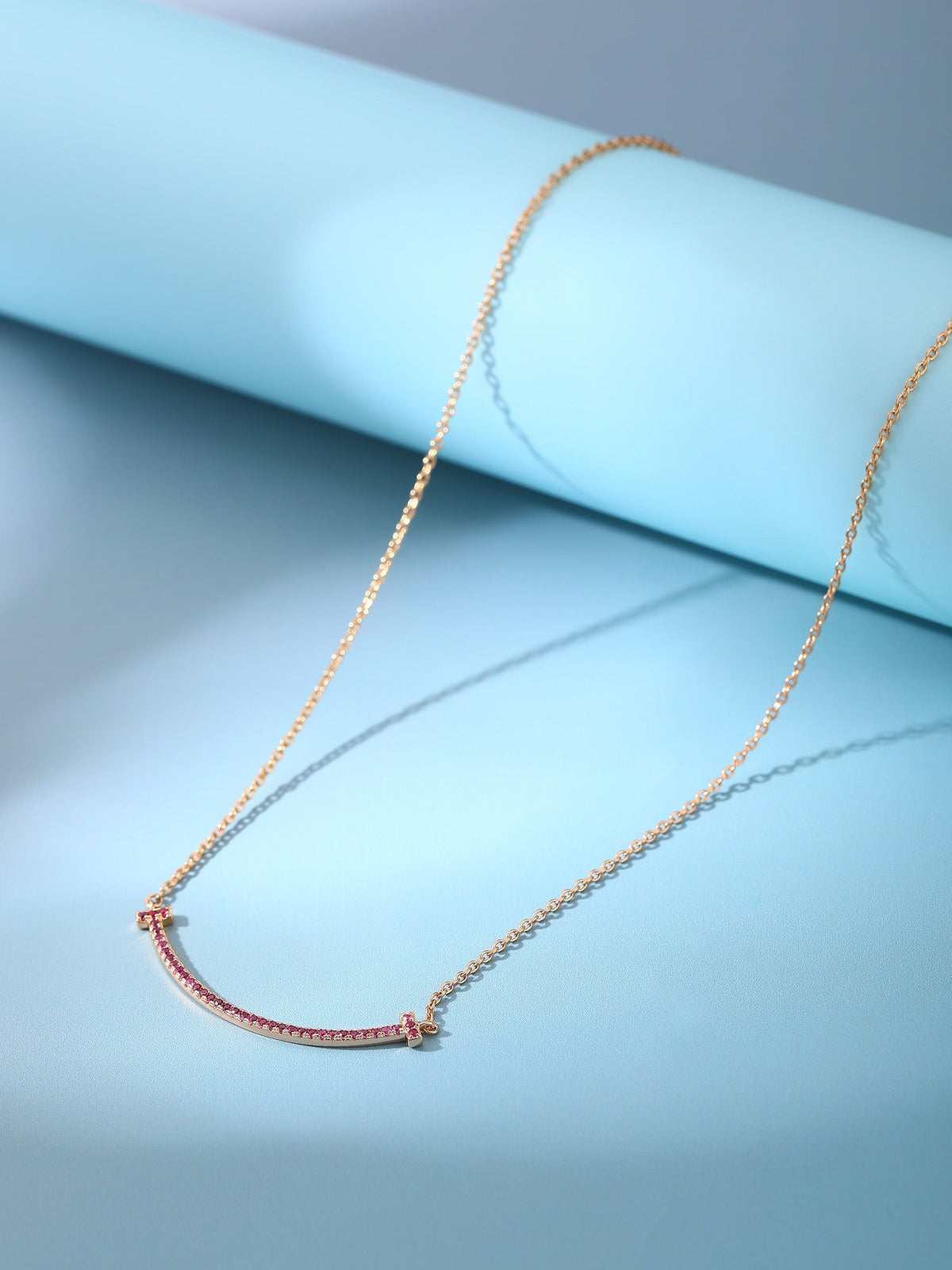 [Resenara Jewelry]BIG SMILE PEDANT PINK DIAMOND NECKLACE
