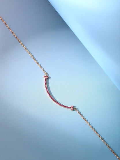 [Resenara Jewelry]BIG SMILE PEDANT PINK DIAMOND NECKLACE