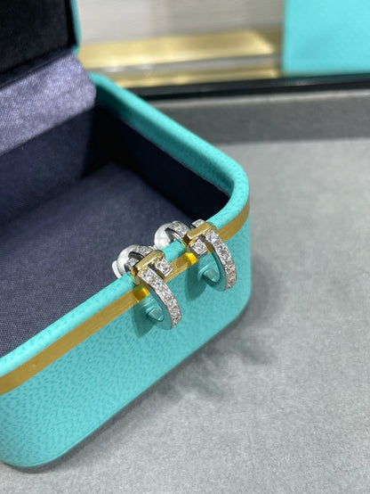 [Resenara Jewelry]EDGE DIAMOND PINK GOLD EARRINGS