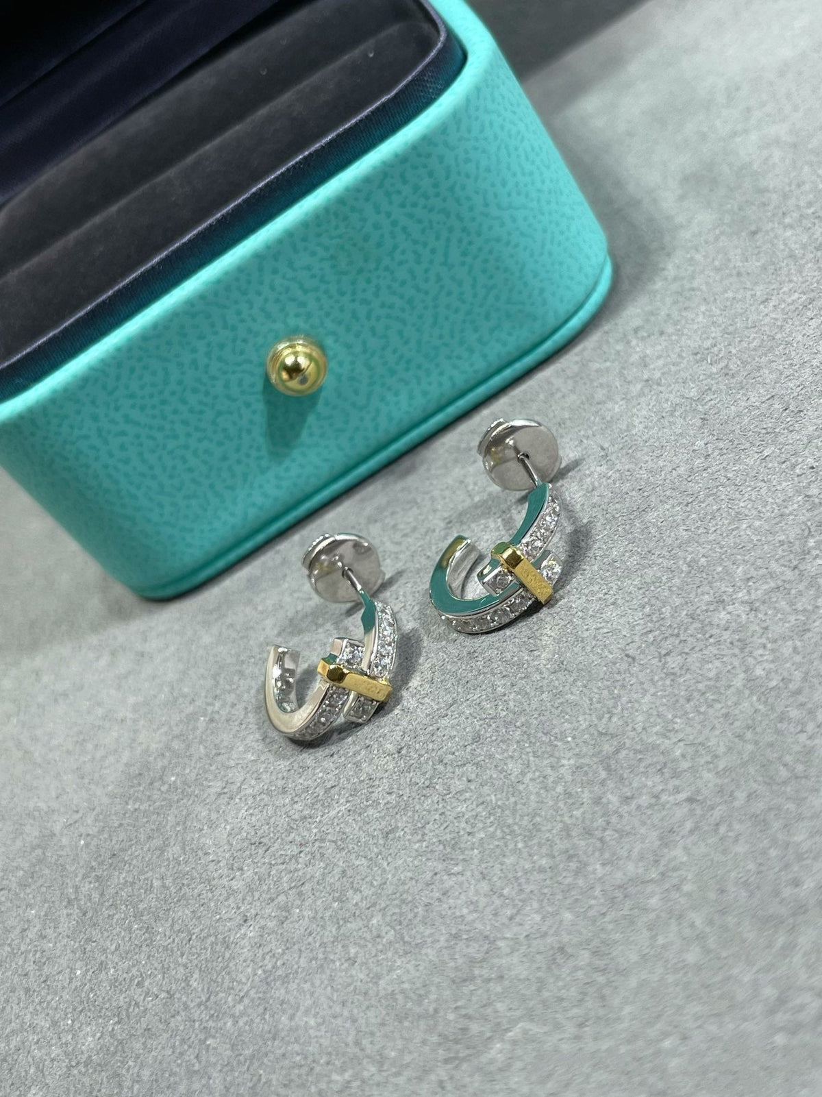 [Resenara Jewelry]EDGE DIAMOND PINK GOLD EARRINGS