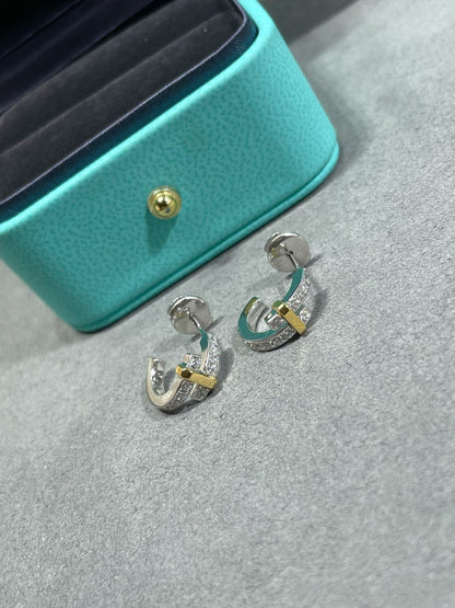 [Resenara Jewelry]EDGE DIAMOND PINK GOLD EARRINGS