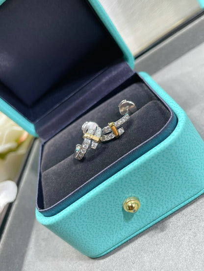 [Resenara Jewelry]EDGE DIAMOND PINK GOLD EARRINGS