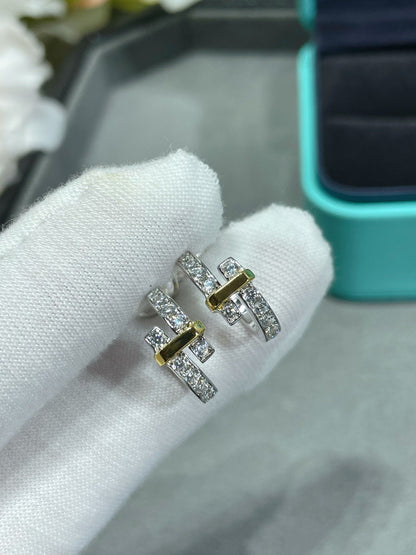 [Resenara Jewelry]EDGE DIAMOND PINK GOLD EARRINGS