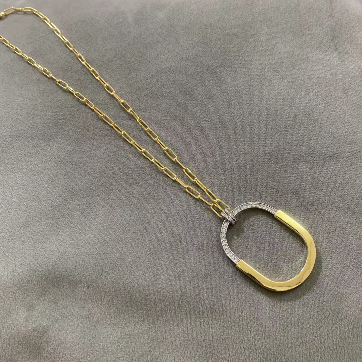 [Resenara Jewelry]LOCK DIAMOND NECKLACE