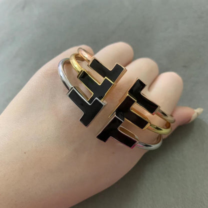 [Resenara Jewelry]T WIDE ONYX OPEN BRACELET