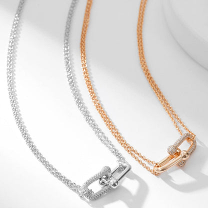 [Resenara Jewelry]HARDWEAR DIAMOND PEDANT DOUBLE CHAIN NECKLACE