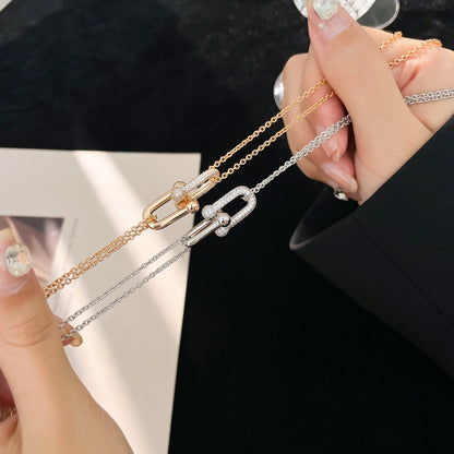 [Resenara Jewelry]HARDWEAR DIAMOND PEDANT DOUBLE CHAIN NECKLACE