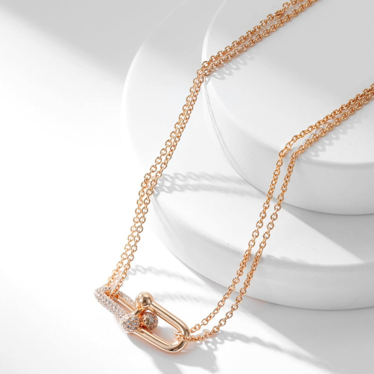 [Resenara Jewelry]HARDWEAR DIAMOND PEDANT DOUBLE CHAIN NECKLACE