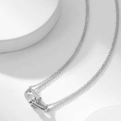 [Resenara Jewelry]HARDWEAR DIAMOND PEDANT DOUBLE CHAIN NECKLACE