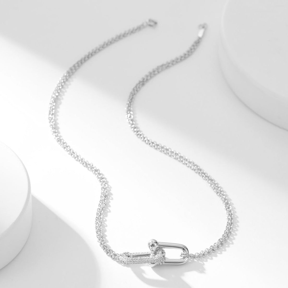 [Resenara Jewelry]HARDWEAR DIAMOND PEDANT DOUBLE CHAIN NECKLACE