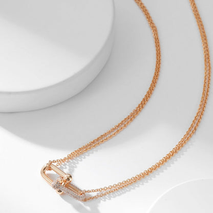 [Resenara Jewelry]HARDWEAR DIAMOND PEDANT DOUBLE CHAIN NECKLACE