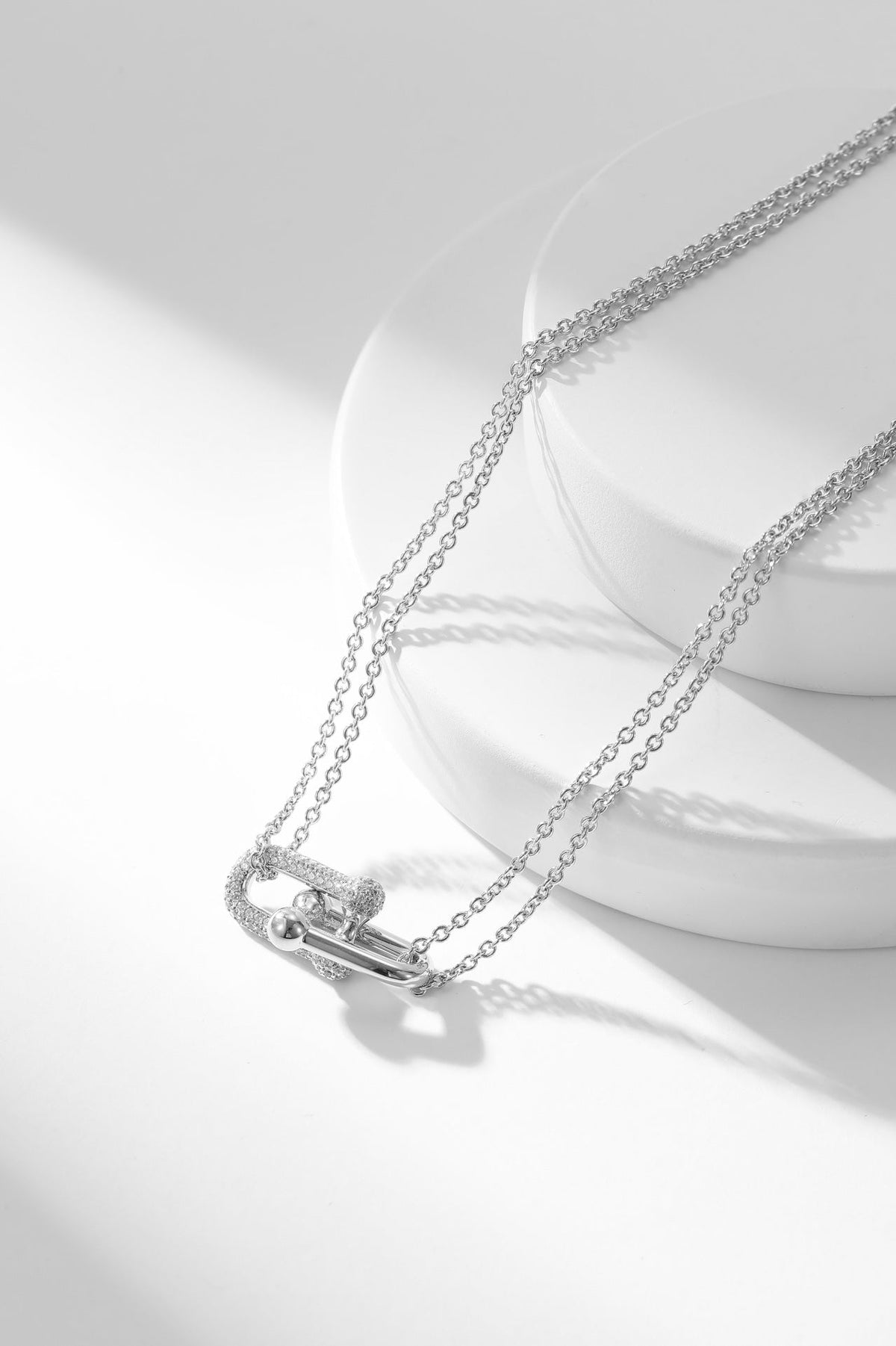 [Resenara Jewelry]HARDWEAR DIAMOND PEDANT DOUBLE CHAIN NECKLACE
